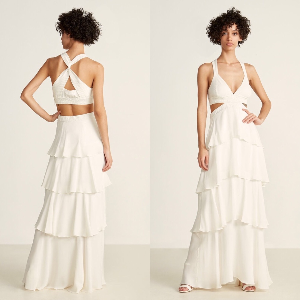 A.L.C lita twist back cut out tiered maxi dress
